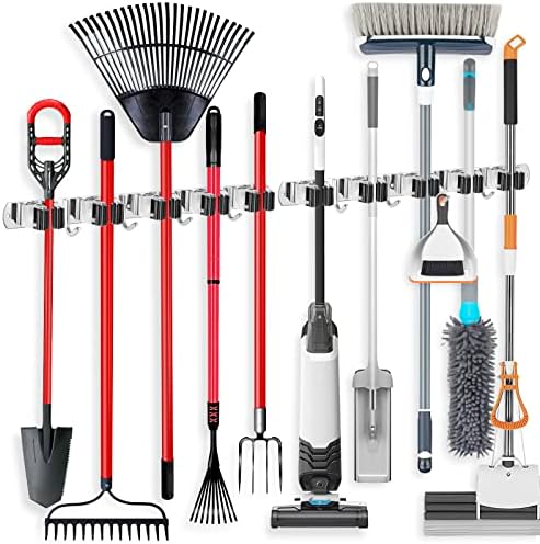 IMILLET 2 Pack Broom Holder Wall Mount Stainless Steel Mop Organizer by IMILLET