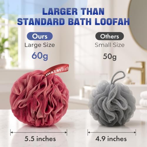 AmazerBath Loofah Sponge 60g/Piece, Exfoliating Bath Sponge Body Scrubber - Image 5