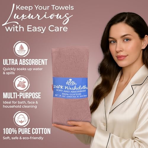 DAN RIVER 24 Pack Cotton Wash Cloths Set - Image 4