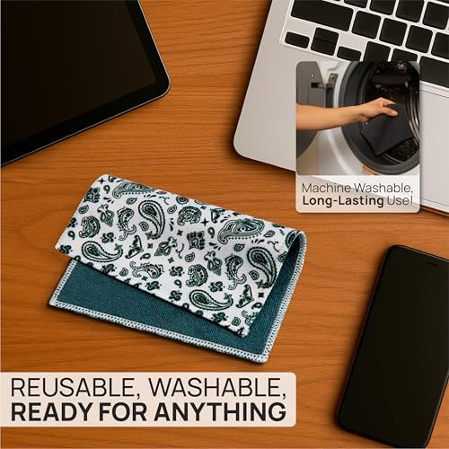 Microfiber Wholesale Quick Cloth Glasses Cleaning Cloths 8x8 Paisley White - Image 4