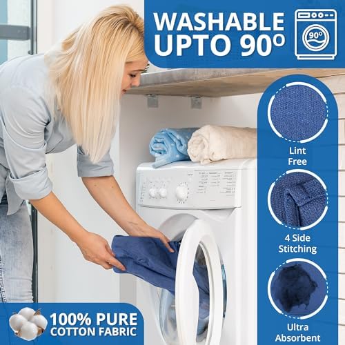 Surgical Towels for Cleaning Huck Towels 12 Pack 100% Cotton Size 15x25 Blue - Image 3