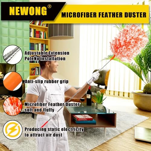 Extendable Microfiber Duster, 20-49 in, 10 Replaceable Heads - Image 2