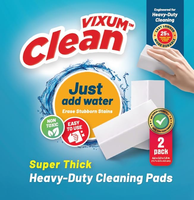 VIXUM® CLEAN Super Thick Heavy-Duty Cleaning Pads, 2 Pack by VIXUMCLEAN