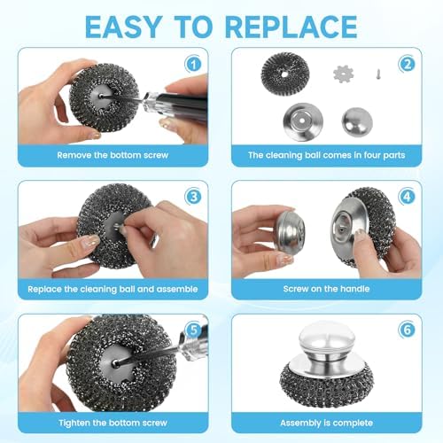 6 Pcs Steel Wool Scrubber, Stainless Steel Scrubber - Image 4
