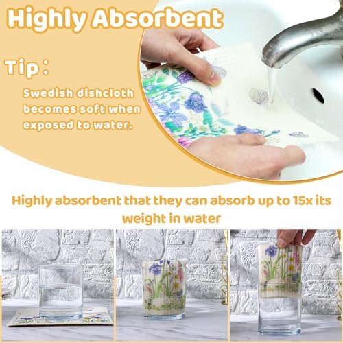 6 Pack Spring Floral Swedish Dishcloths - Image 3
