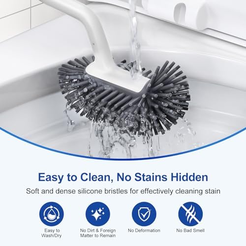 HAMITOR Toilet Bowl Brush Holder Set: 2Pack Deep Cleaning Silicone Toilet - Image 5