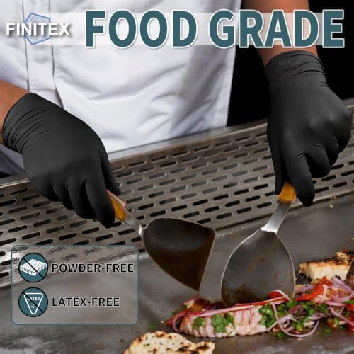 FINITEX Black Nitrile Disposable Gloves 5mil Medical Exam - Image 3