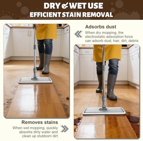 Microfiber Mop, 360° Rotating Flat Floor Cleaner 4 Pads - Image 3