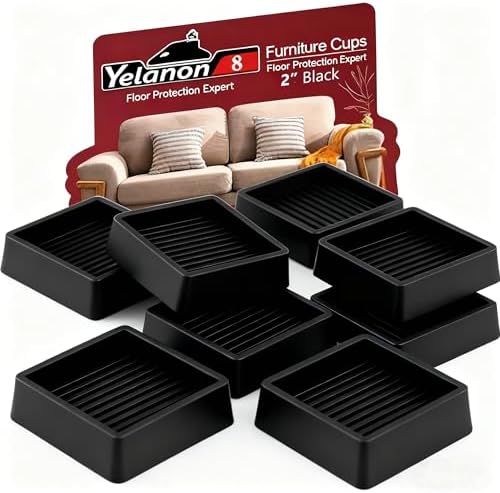 Non Slip Furniture Pads for Hardwood Floors -Yelanon 8 Pcs 2” Coasters Cups by Yelanon