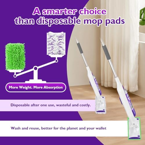 UNIMADE Reusable Mop Pads for Swiffer PowerMop, 8 Pack Microfiber Pad - Image 3