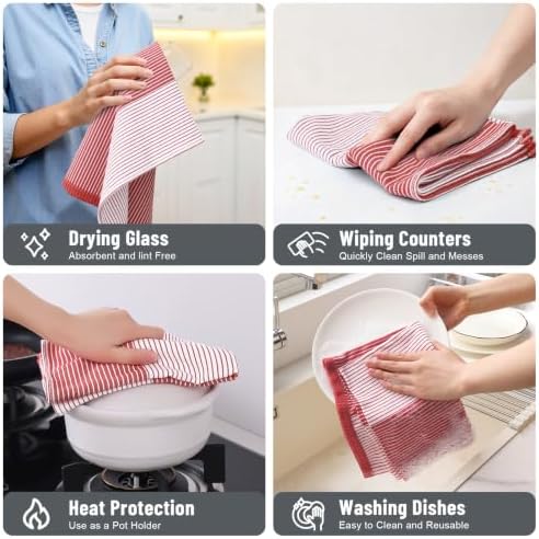 Homaxy Premium 100% Cotton Kitchen Towels 18"x28", 8 Pack - Image 6