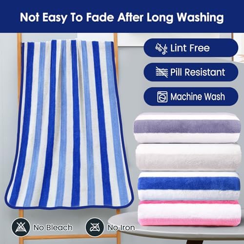 JML Bath Towels, Cabana Stripe Blue - Image 6