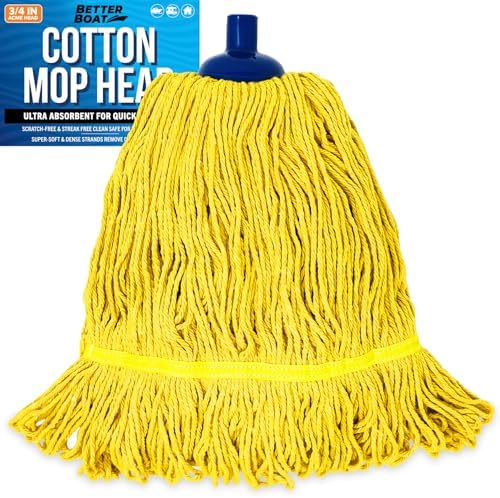 Screw On Cotton Mop Head Replacement Refill, Heavy Duty String Mop Head by BetterBoat