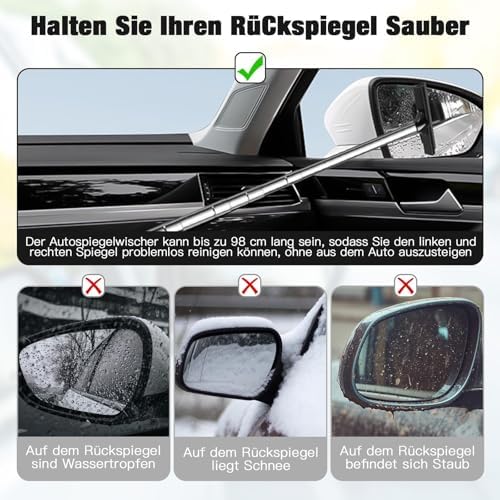Side Mirror Squeegee, Retractable Car Rearview Mirror Wiper - Image 5