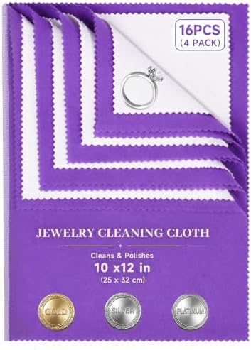 Bonison 4 Pack Large Silver Polishing Cloth – 10"x12" Jewelry Cleaning Cloth & by Bonison