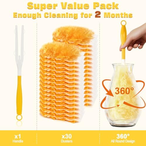 360° Heavy Duty Duster Refills for Swiffer Duster, 30 Pack & 1Handle 4X Faster - Image 5