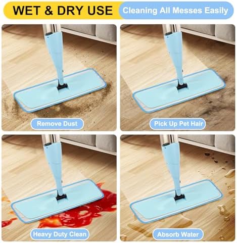 8 Pack 16.5 inch Reusable Mop Pads Microfiber Spray Mop Replacement Heads - Image 6