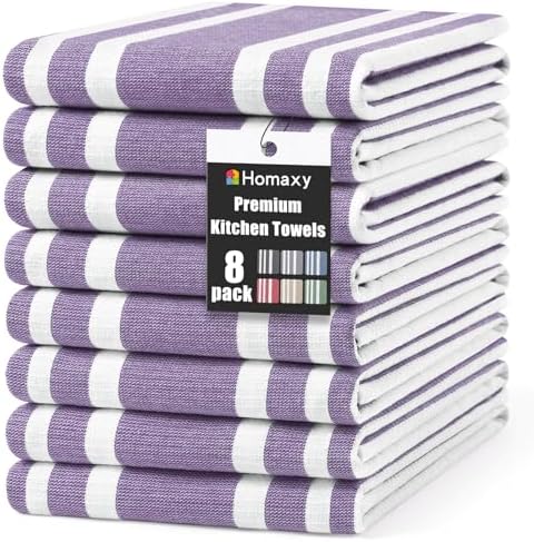 Homaxy Premium Cotton Stripe Kitchen Towels 8 Pack by Homaxy