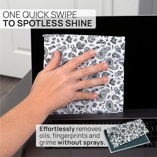 Microfiber Wholesale Quick Cloth Glasses Cleaning Cloths 8x8 Paisley White - Image 2