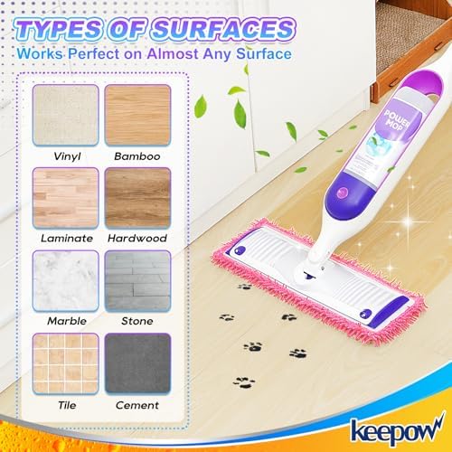 KEEPOW 4 Pink Reusable Mop Pads Compatible - Image 5