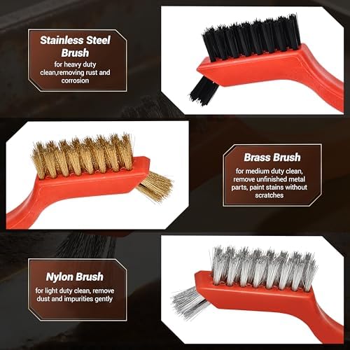 12 pcs Wire Brushes Set, Nylon/Brass/Stainless Steel Bristles - Image 3