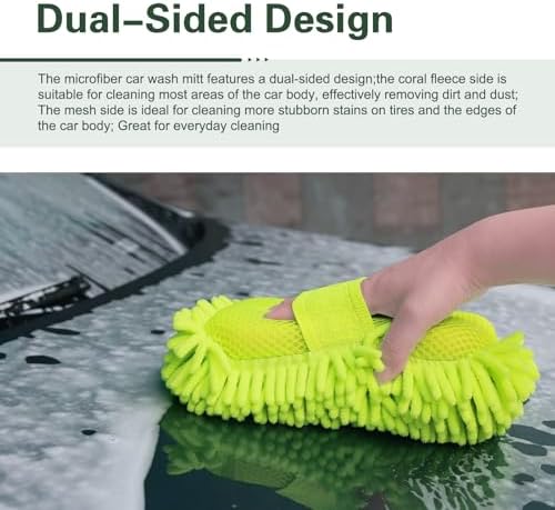 2PCS Microfiber Car Wash Sponge, Soft Absorbent Chenille Car Wash Sponge - Image 4