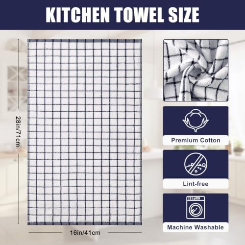 Homaxy Premium Kitchen Towels, Check Design, Dusty Blue - Image 3