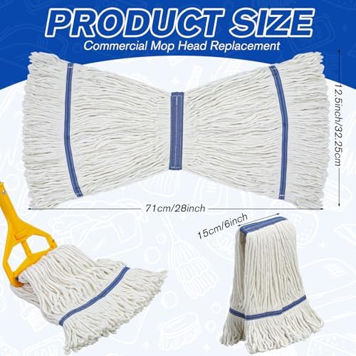 Eccliy 3 Pack Commercial Mop Head Replacement, Cotton String - Image 2