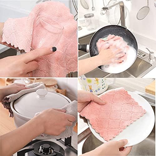 10 Pack Kitchen Cloth, Microfiber Dish Towels Washcloths, Super Absorbent Coral - Image 4
