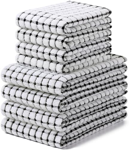 Homaxy Cotton Terry Kitchen Towels and Dishcloths Set of 8 by Homaxy