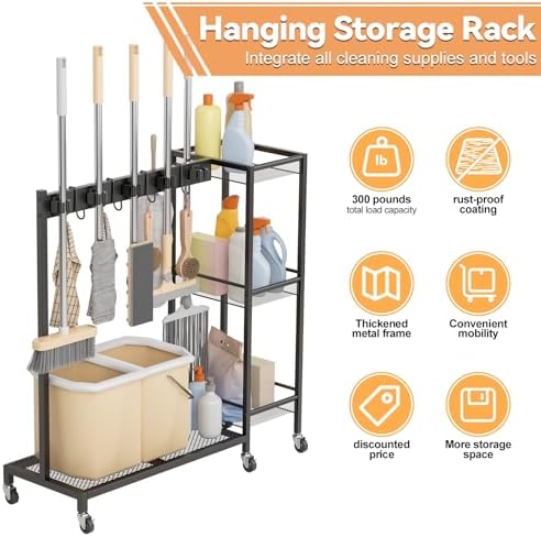 2 in 1 Metal Cleaning Carts on Wheels - Image 5