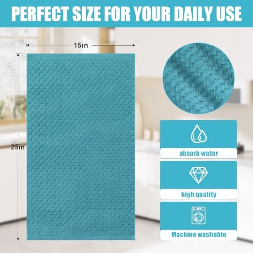 Homaxy 100% Cotton Terry Kitchen Towels, Lake Blue - Image 4