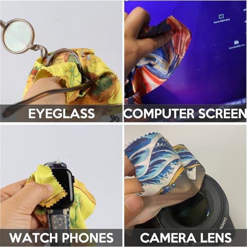 Glasses Cleaning Cloth, Microfiber Eyeglass Cleaner Art Design Keychain 4PCS - Image 6