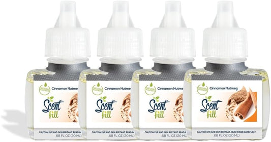 Scent Fill Sweet & Spicy Cinnamon Nutmeg Plug in Air Freshener, 4 Scented Oil Refills