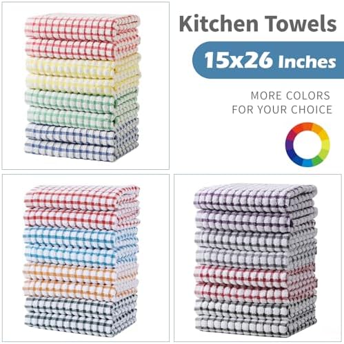 Oeleky Cotton Kitchen Towels 8 Pack, 15x26 Checkered Dish Towels - Image 7