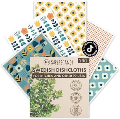 SUPERSCANDI 5 Pack Swedish Dishcloths by SUPERSCANDI