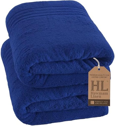 Hawmam Linen Bath Sheets Extra Large, Turkish Cotton, 2 Pack, Royal Blue by HawmamLinen