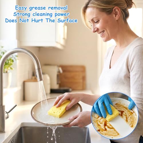 10 Pcs Cellulose Kitchen Sponges, Natural Compressed Sponges Reusable Non - Image 5