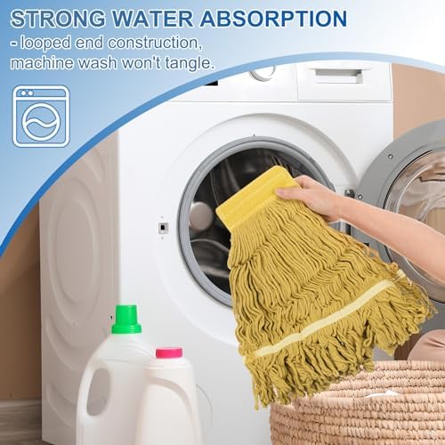 uxcell 6Pcs Commercial Mop Head Replacement, Cotton String Mop Head, Wet - Image 5