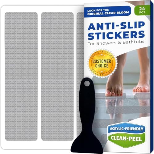 Clear Bloom Anti-Slip Shower Stickers, Non-Slip Bathtub Floor Grip, 24 Pack by ClearBloom