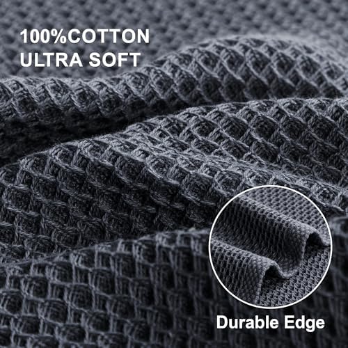 joybest Cotton Kitchen Dish Cloths, 12x12 Inches, Dark Grey - Image 2
