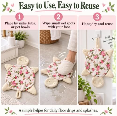 Floor Turtle Foot Mop, Washable Spill Towel, 1 Pack - Image 2