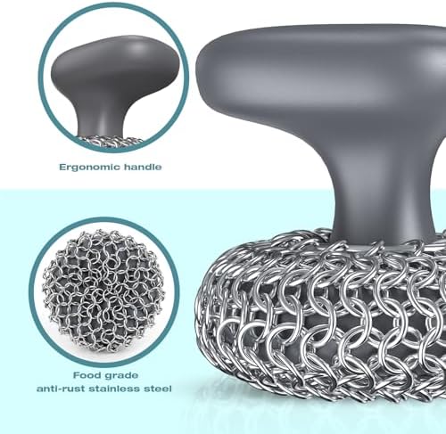 Cast Iron Scrubber Dish Scrub Brush 316 Chainmail Scrubber - Image 3