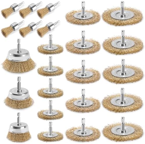 POLIWELL 24 Pack Wire Wheel Cup Brush Carbon Steel Brass Coated by POLIWELL