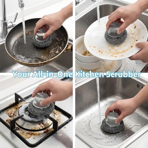 2 Pack Stainless Steel Scrubber Set, Durable & Convenient Stainless Steel - Image 3