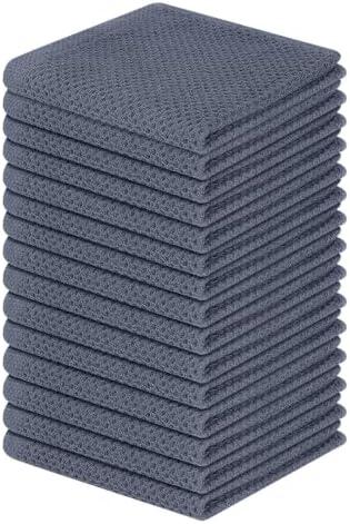 Homaxy 100% Cotton Waffle Weave Kitchen Dish Cloths 15-Pack, Dark Grey by Homaxy