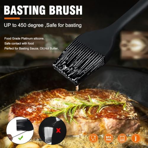 Walfos 3 Size Basting Brush, 600°F High Heat Resistant Silicone Pastry Brushes - Image 5