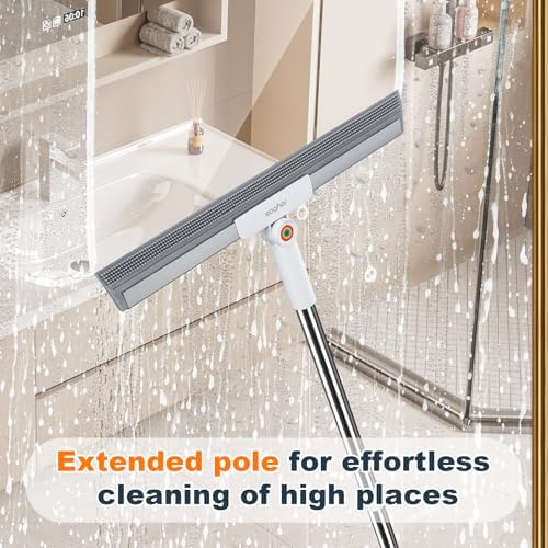 Rubber Squeegee Broom for Floor, Upgrade 62" Long Handle Window Squeegee - Image 4
