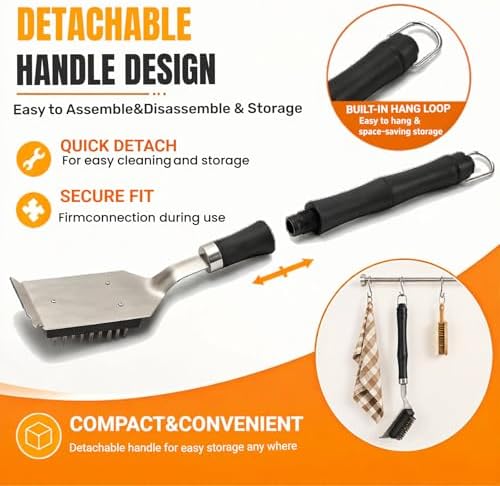 Grill Brush with Scraper& Extra Long Handle -Heat Insulated & Detachable - Image 4