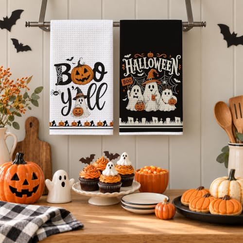 Ghost Pumpkin Halloween Kitchen Towels Set of 2 - Image 4